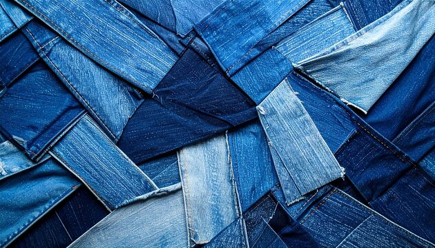 Textured Denim Layers with Intricate Stitching