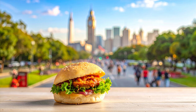 Burger and big ben in london park