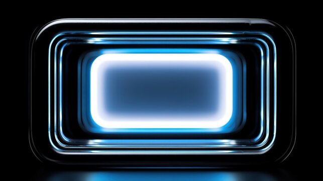 Moody studio shot of a rectangular frame with luminous core amid black backdrop