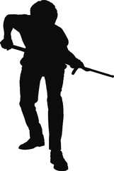 Naklejka premium Man Playing Billiard Silhouette Vector Illustration