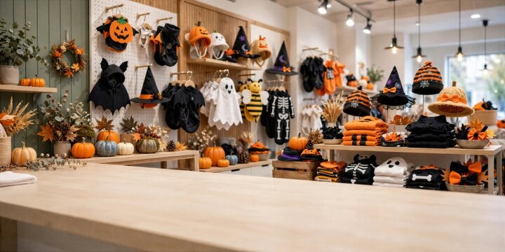 Halloween Halloween Retail Display with Costumes and Pumpkins