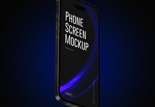 Phone Screen Mockup Side View on Dark Background