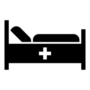 Hospital bed solid glyph icon for medical care