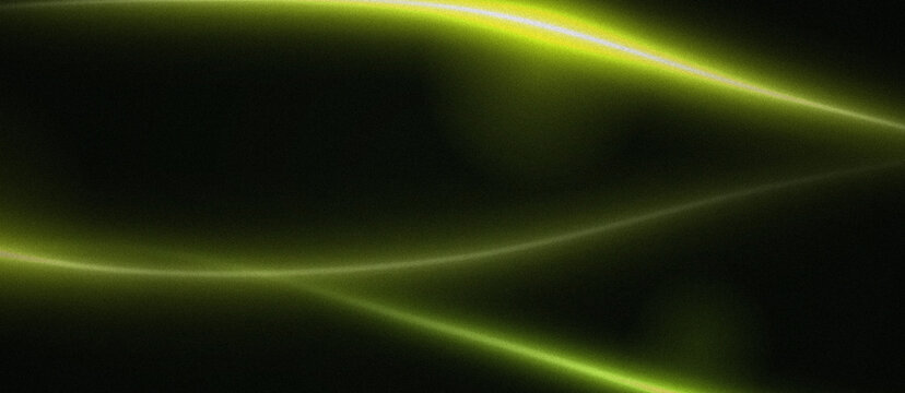 Fundo abstrato escuro com ondas de luz verde neon brilhante e design moderno