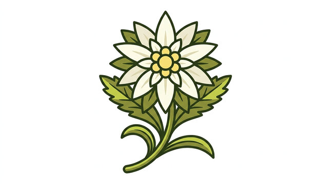 Elegant white edelweiss flower vector illustration isolated on white background
