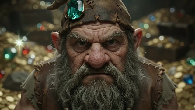 Intense Close-Up Portrait of a Fierce Bearded Dwarf Warrior in a Dark, Mystical Forest Setting, Cinematic Lighting
