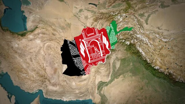 Afghanistan Map With Old Flag Colors Overlay Animation, Afghanistan Location Map, Asia Country Map