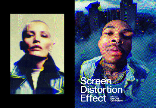 Screen Distortion Glitch Photo Effect For Poster And Social Media Design