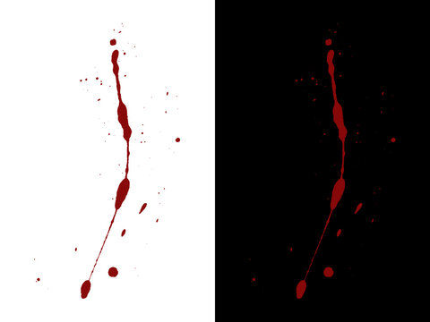 Red blood splatter PNG. Isolated liquid drop splash for horror and crime design effects.
