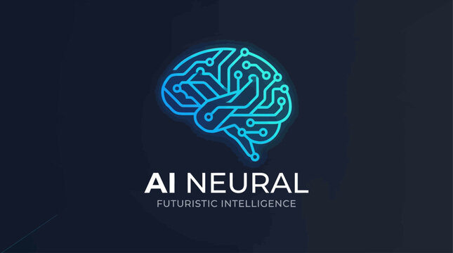Artificial Intelligence Neural Brain Circuit Logo Vector Concept for Futuristic Technology and Science