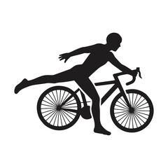 Fototapeta premium A Human figure performing a dramatic trick on a bicycle