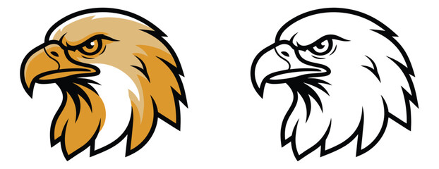 Fototapeta premium Cartoon illustration of eagle head depicting fierce bird of prey mascot for sports and team branding