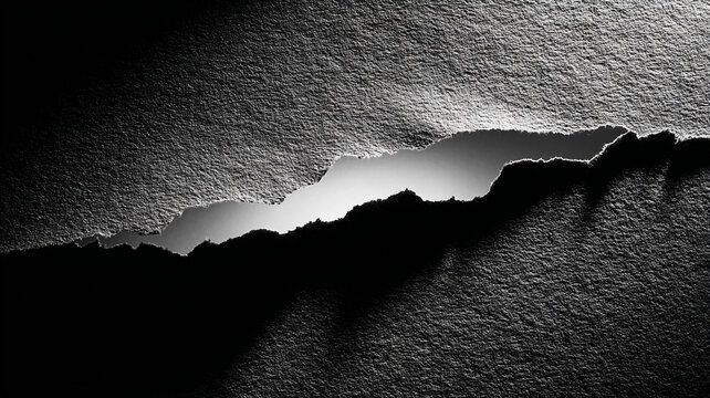 black torn paper with ripped opening revealing bright white layer underneath