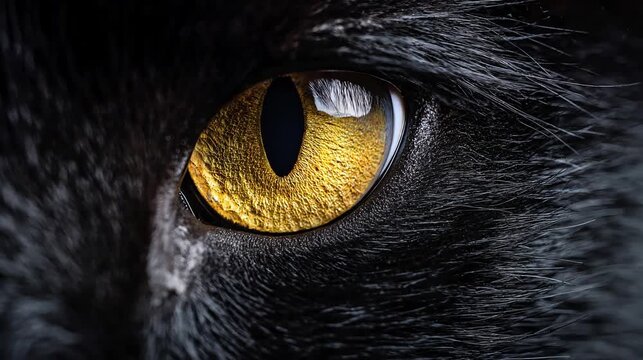 Extreme Macro of Black Cat Golden Eye