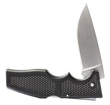 EDC folding knife isolated with blade halfway out