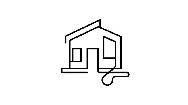Minimalist house outline icon, single line drawing, modern architecture concept