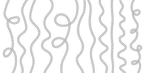 Set of decorative rope frames featuring intricate nautical cord patterns isolated on a plain white background for design projects © Design_a2z