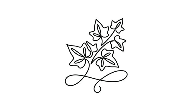Elegant Ivy Leaf Vine Line Art Flourish - Botanical Monoline Design