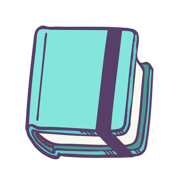 Line drawing of a sketchbook closed with an elastic band