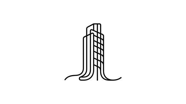 Abstract architectural building design with flowing lines and modern style