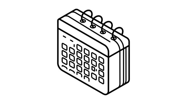 Isometric calendar planner icon for scheduling and organization