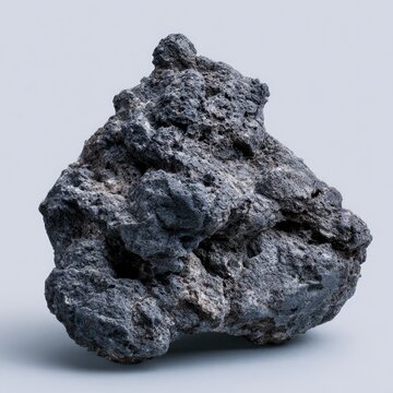 Porous volcanic rock fragment with rough texture and dark gray color