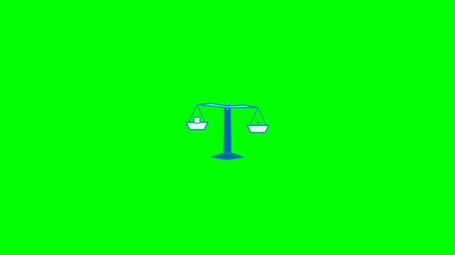 Animated Scales of Justice Icon on Green Screen Background.