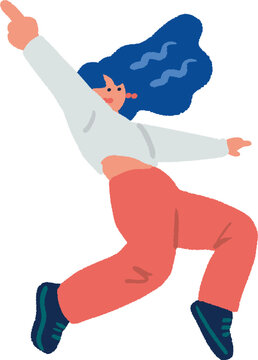 浮遊感のあるジャンプやダンスをする女性のイラスト