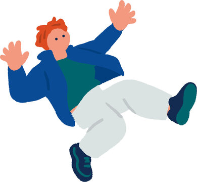 浮遊感のあるジャンプやダンスポーズをする男性の手描きイラスト