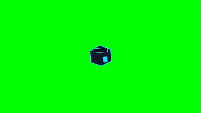 Animated 3D Cube Icon Rotating on Green Screen Background.