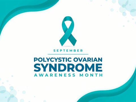 Polycystic Ovarian Syndrome Awareness Month Banner with Teal Ribbon