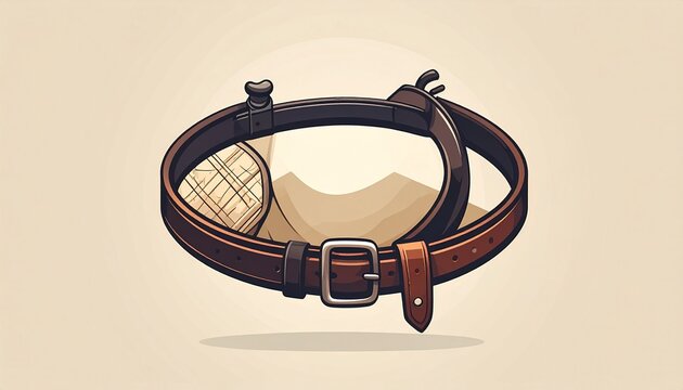 Vintage Brown Leather Belt with Brass Buckle Illustration.