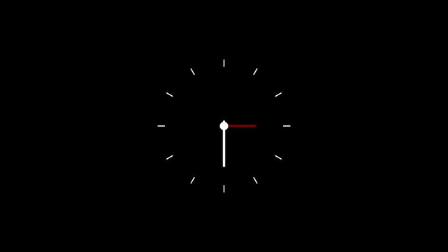 Clock Counting Down 24 Hour Day Fast Speed. Clock with moving arrows.Abstract new analog clock icon animation