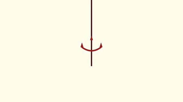 A minimalist red anchor icon rotating on a vertical axis against a light cream background.