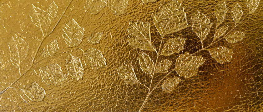 Gold leaf foliage pattern background texture