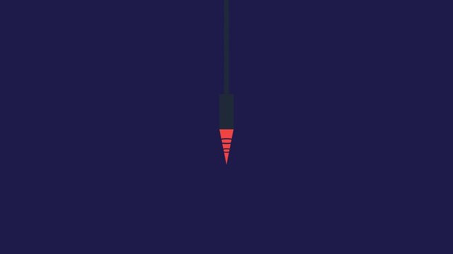 Minimalist 2D Animation of a Red Pencil Drawing Lines on a Dark Blue Background.