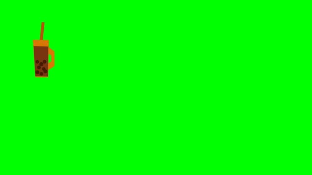 Animated Pixel Art Coffee Cup with Steam on Green Screen Background.