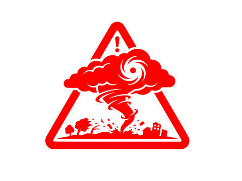 Tornado Funnel Cloud Severe Weather Silhouette Vector. Hurricane Cyclone Natural Disaster Alert Icon Isolated.