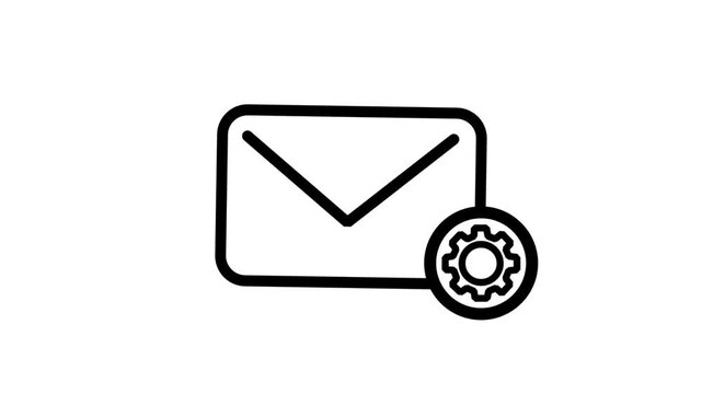 Email Setting Optimization Animated Icon. Animated line icon of envelope with gear showing email settings optimization messaging customization and digital communication management concept.