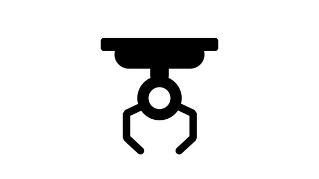 Industrial Robotic Claw Animated Icon. Animated line icon featuring robotic claw arm mechanism for industrial automation manufacturing smart factory and technology concept.