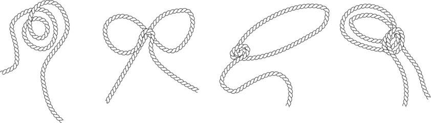 A collection of hand drawn rope frames featuring nautical style cord borders and decorative vintage twine design elements isolated © Design_a2z