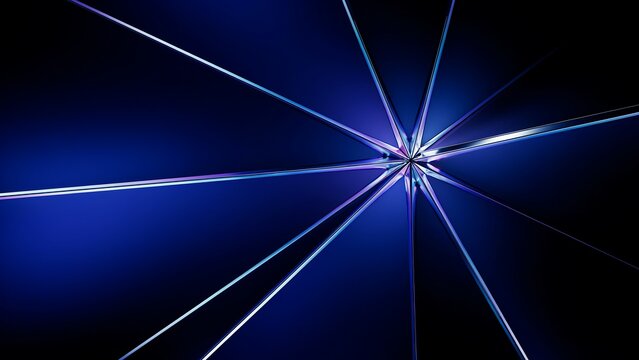Abstract neon blue crystal starburst background with sharp glowing lines dark futuristic technology aesthetic digital art concept for creative layout modern geometric light rendering.