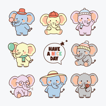 Cute Colorful Baby Elephant Seamless Pattern Vector for Kids and Nursery Design.eps