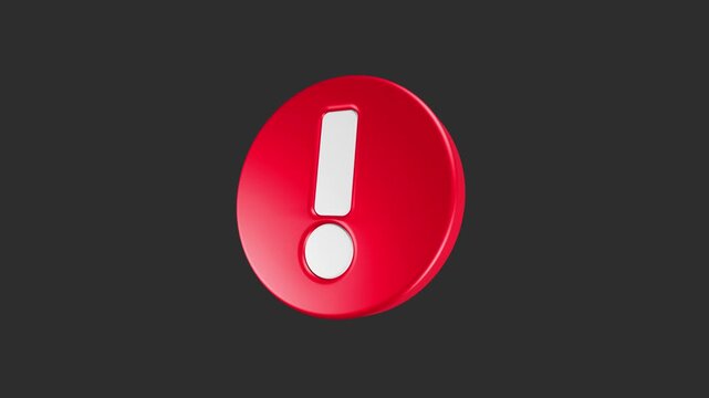 Motion 3D red circular icon with a white exclamation mark, commonly used in user interfaces to represent an error, warning, alert, or important notification