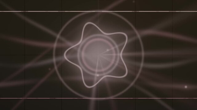 Glowing white star shape floats over a dark grid while radiating light beams create a seamless looping background effect.