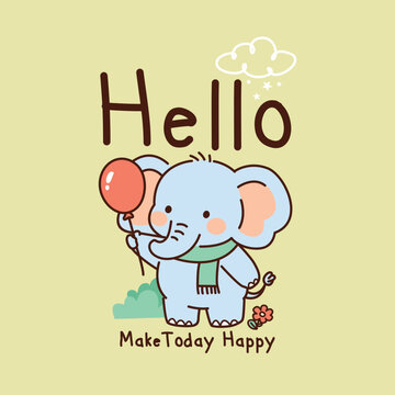 Cute Little Elephant Vector Illustration Colorful Cartoon Animal for Baby Shower Kids Apparel and Nursery Design