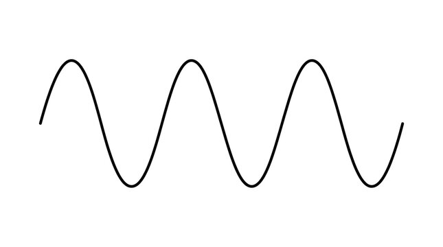 Black Sine Wave Line Illustration Isolated on White Background