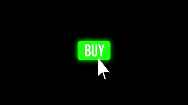 Buy button with mouse cursor click animation, online shopping and ecommerce call to action, transparent background for digital marketing