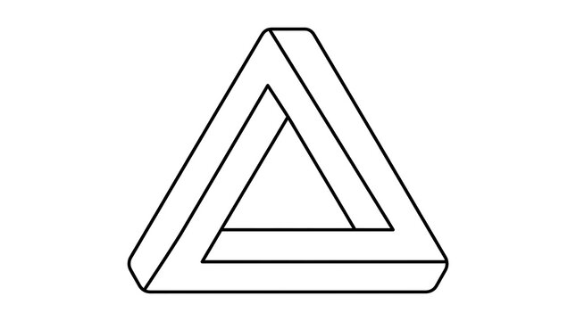 Impossible Penrose Triangle Optical Illusion Geometric Line Art