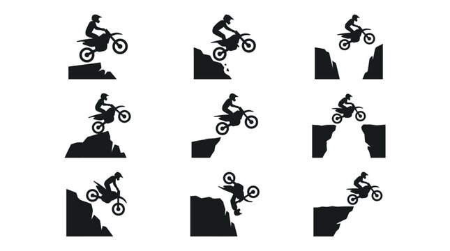 Motorbike Rider Silhouette Performing Tricks.